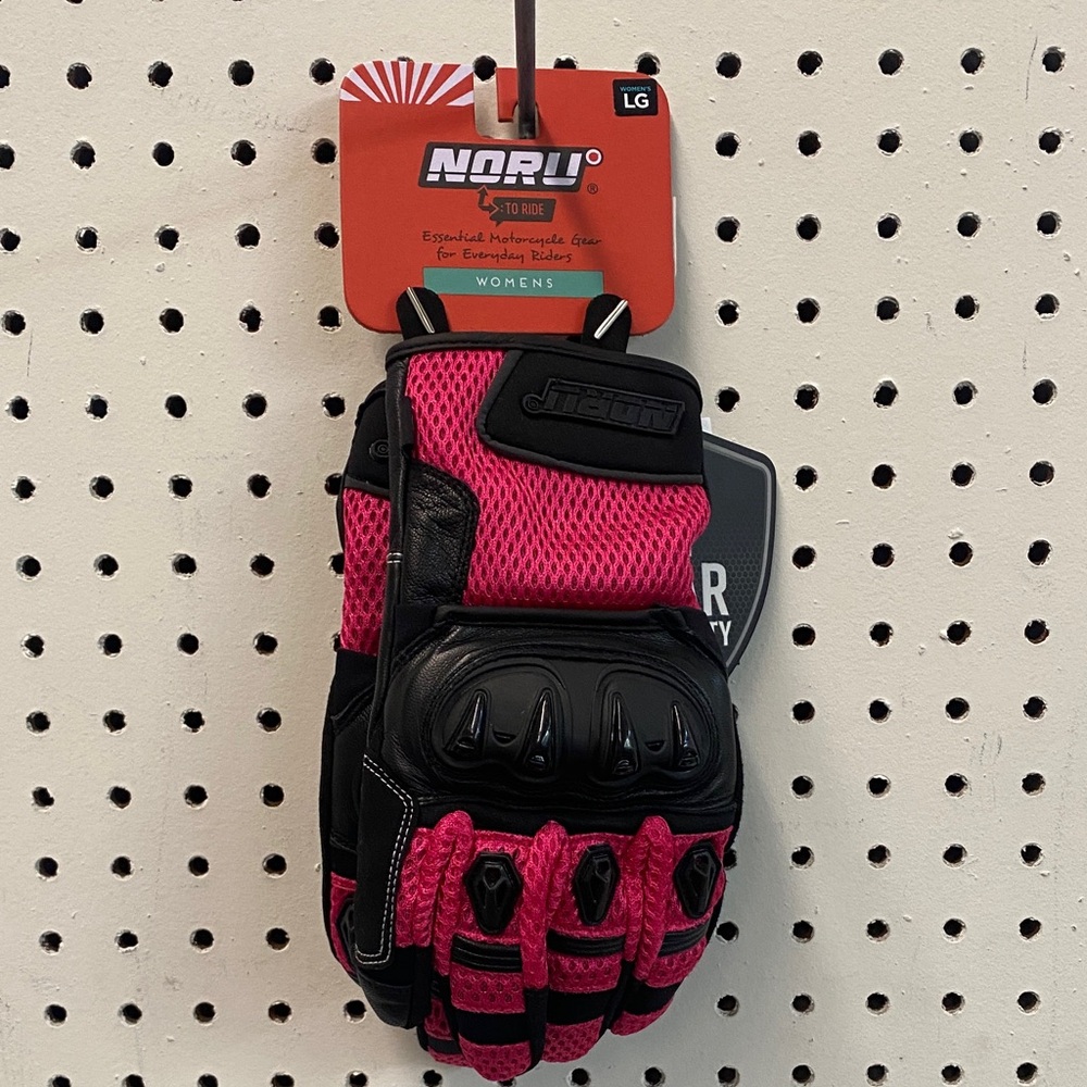 NORU Women's Vibrant Pink and Black Riding Gloves